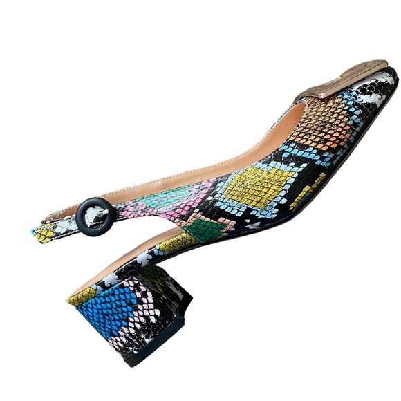 WAYDERNS NWOB Colorful Snakeskin Slingback Shoe with Block Heel 6.5 - Picture 8 of 12